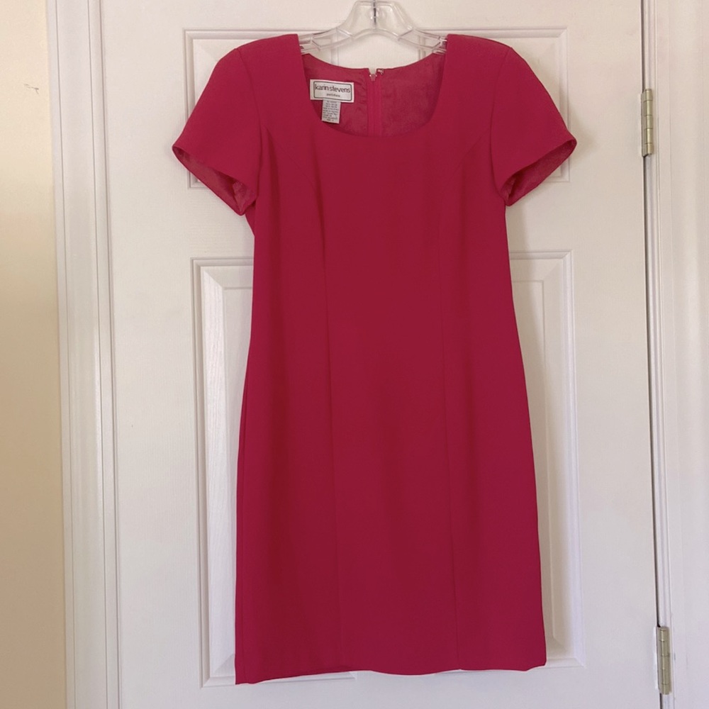 Karin Stevens Petites Red/Fuchsia Short Sleve Coctail Dress